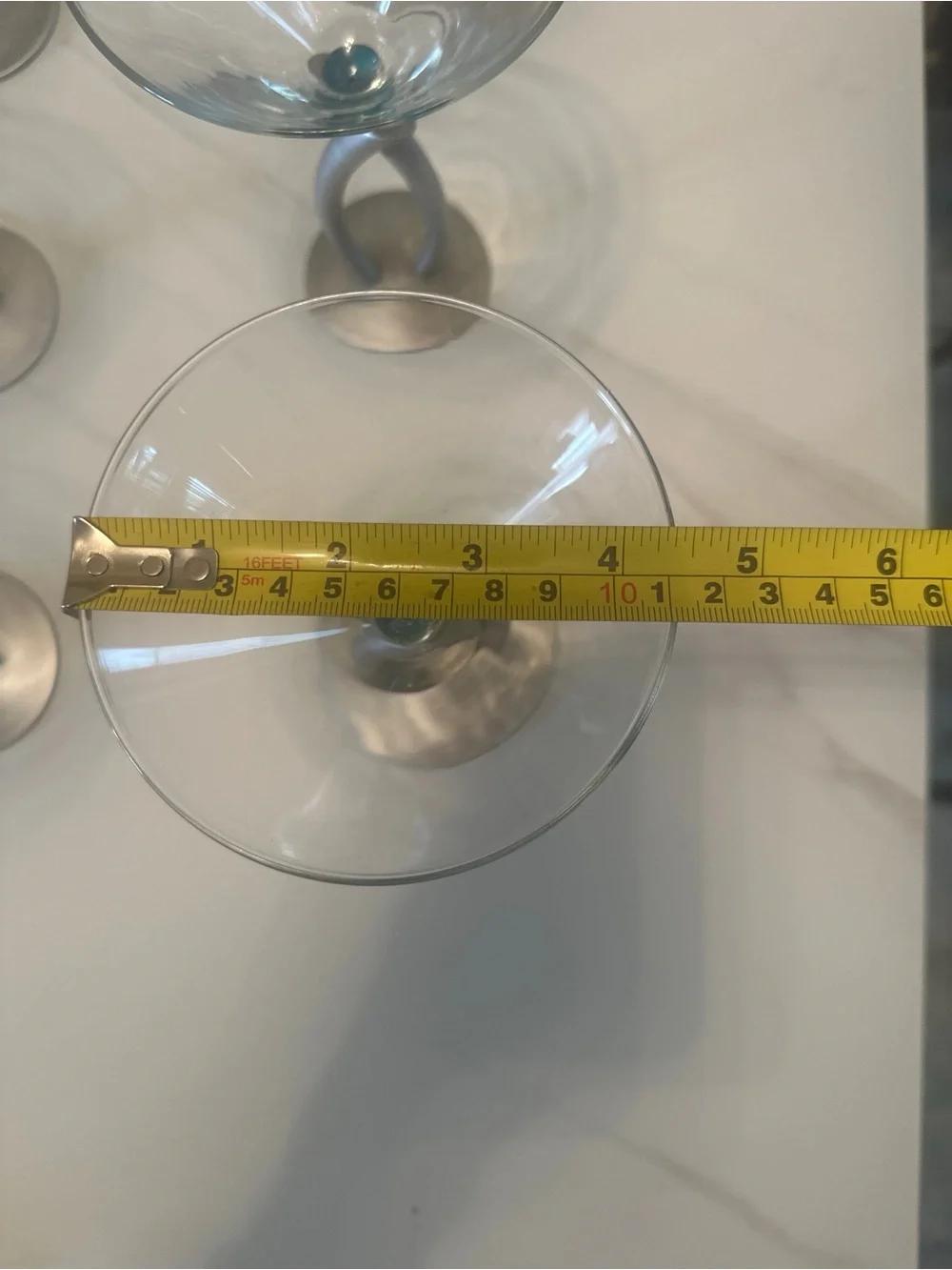 Brushed Silver Stem Martini Glasses - Set of 6